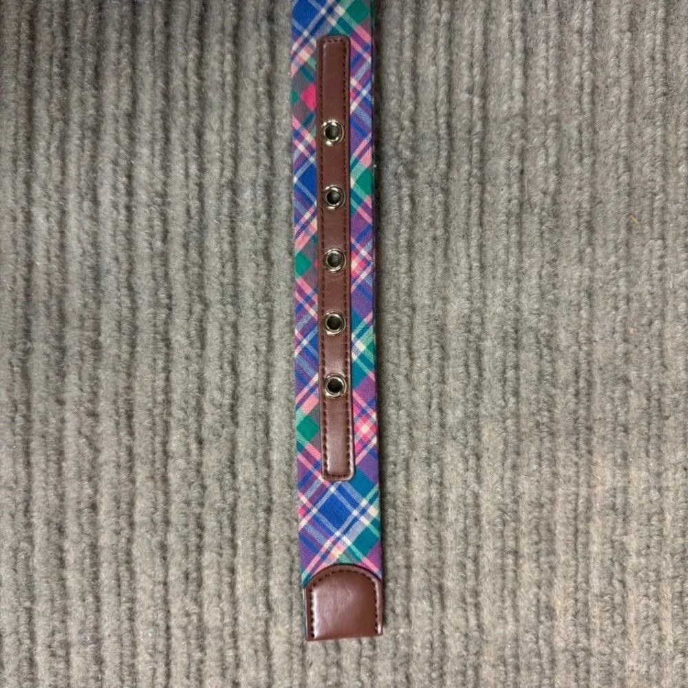 NWT Talbots Outlet Womens Plaid Cotton Belt Brown Buckle Multi Color Size Medium